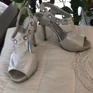 Silver /rhinestone heels